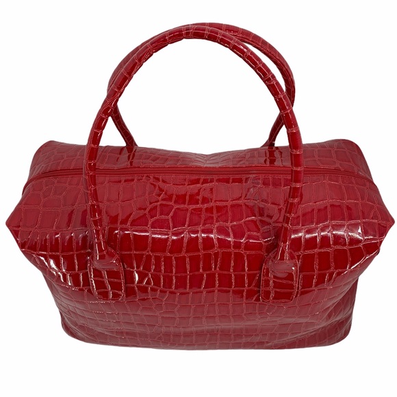 Large Red Faux Patent Leather Tote - Picture 5 of 15